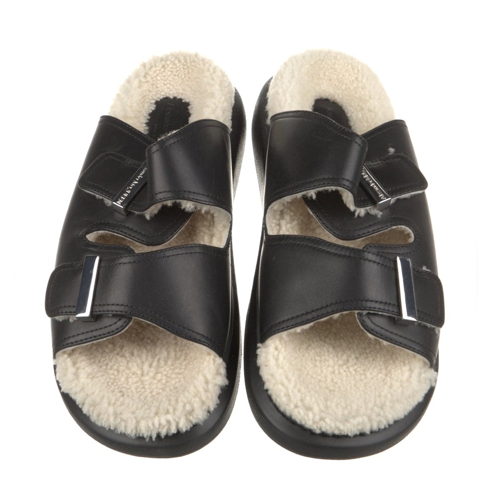 ALEXANDER MCQUEEN Hybrid Shearling Black  Sandal Size 44
